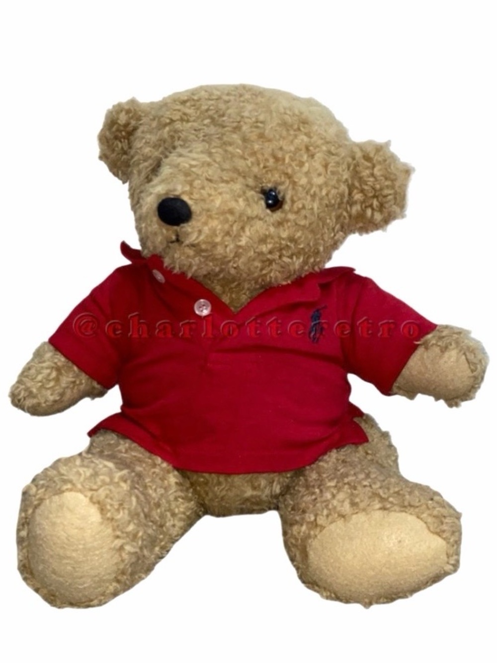 Ralph Lauren Curly Polo Bear - Red Shirt w Navy Pony